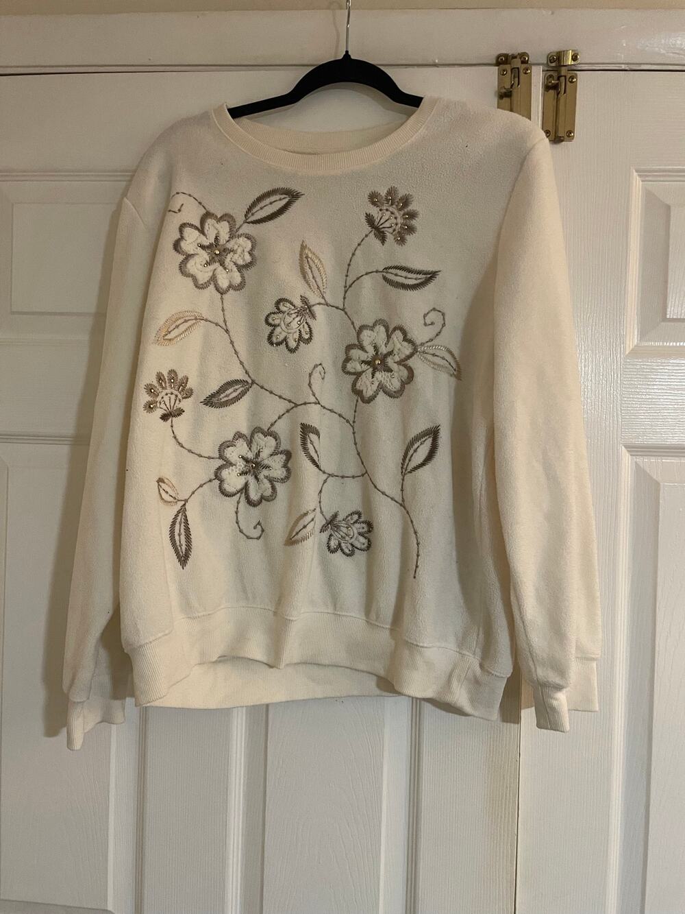 Vintage Alfred Dunner Floral print cream and gold novelty sweater size large